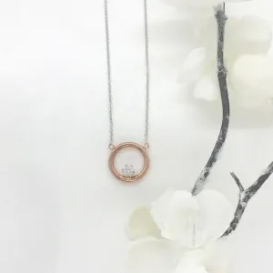 10K Gold Circle Necklace with CZ