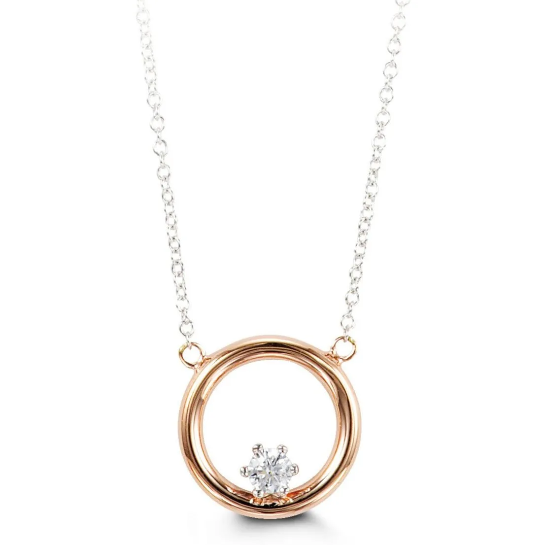 10K Gold Circle Necklace with CZ
