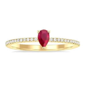 10K Yellow Gold Classic Ruby And Diamond Ring