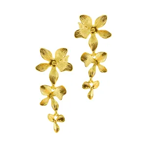 14k Gold Plated 3-Petal Drop Earrings