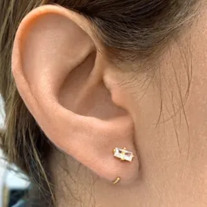 14k Gold Plated Baguette Huggie Hook Hoops