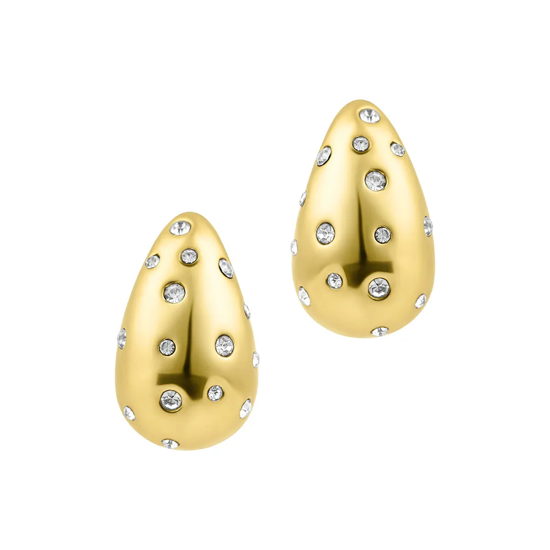 14k Gold Plated Crystal Teardrop Earrings