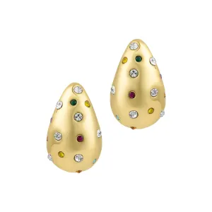 14k Gold Plated Crystal Teardrop Earrings