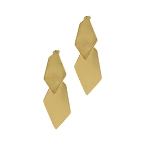 14k Gold Plated Diamond Shape Drop Earrings