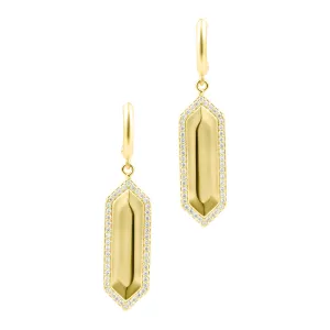 14k Gold Plated Elongated Hexagon Huggie Earrings