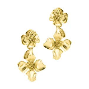 14K Gold Plated Flower Drop Earrings