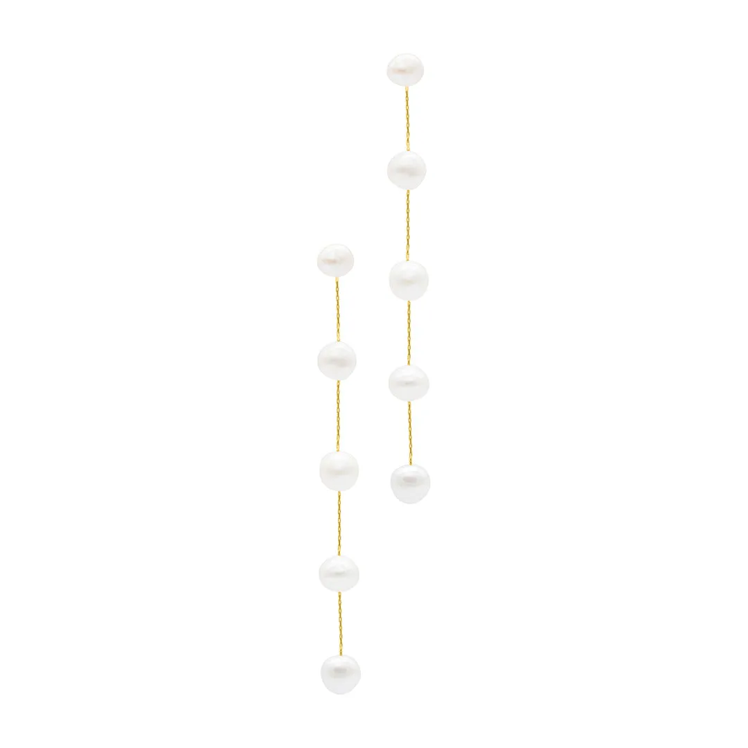14k Gold Plated Freshwater Pearl Sweeper Earrings