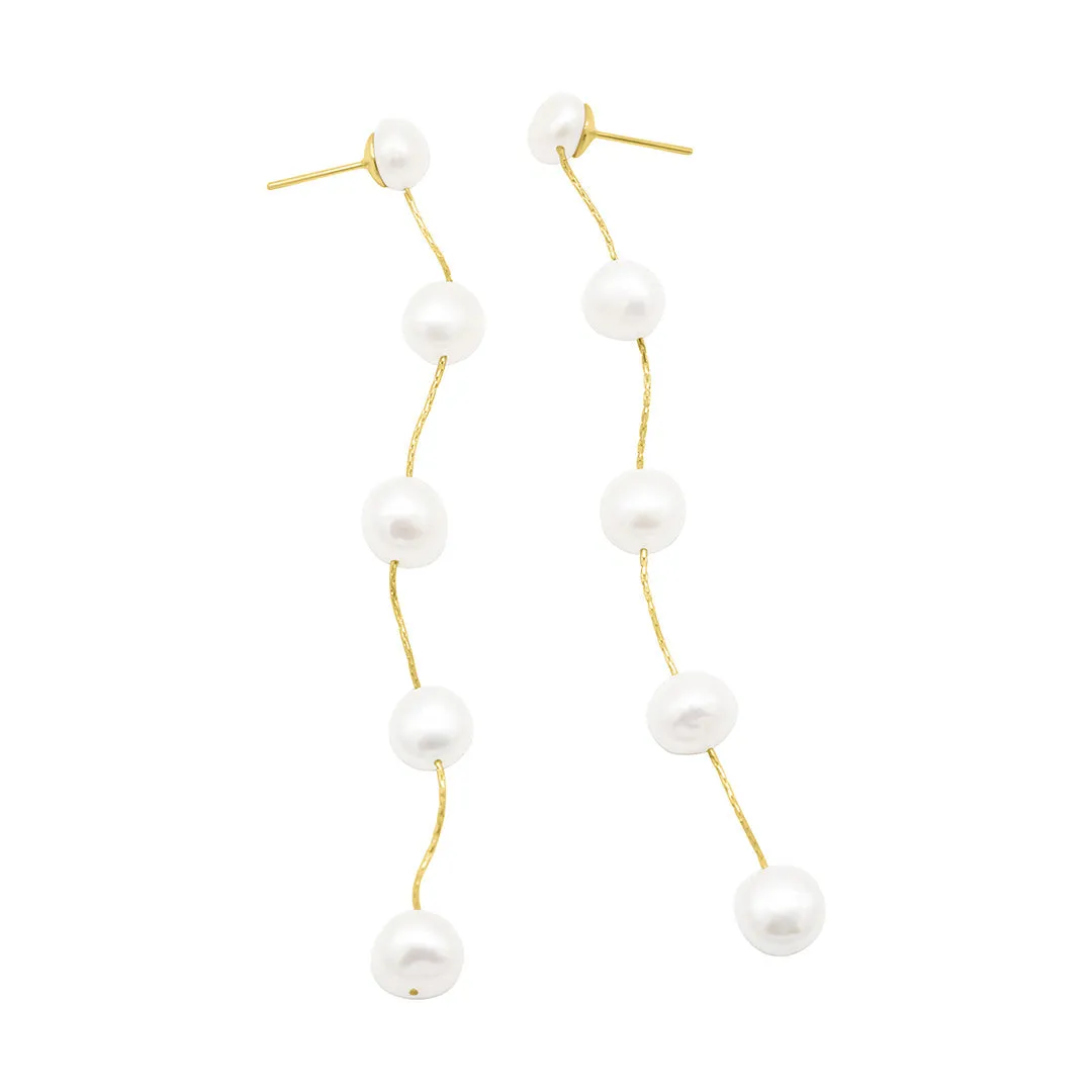 14k Gold Plated Freshwater Pearl Sweeper Earrings