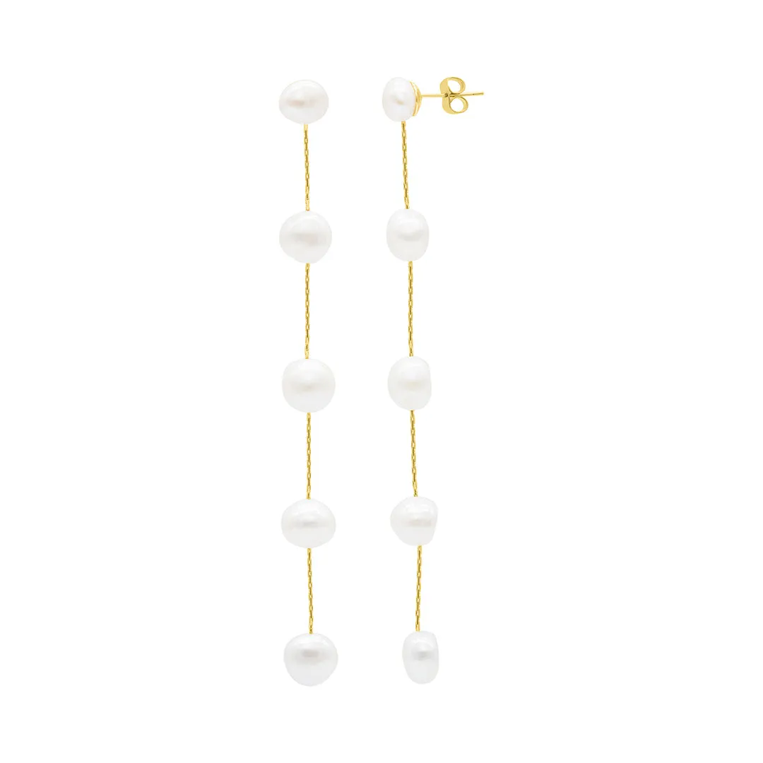 14k Gold Plated Freshwater Pearl Sweeper Earrings