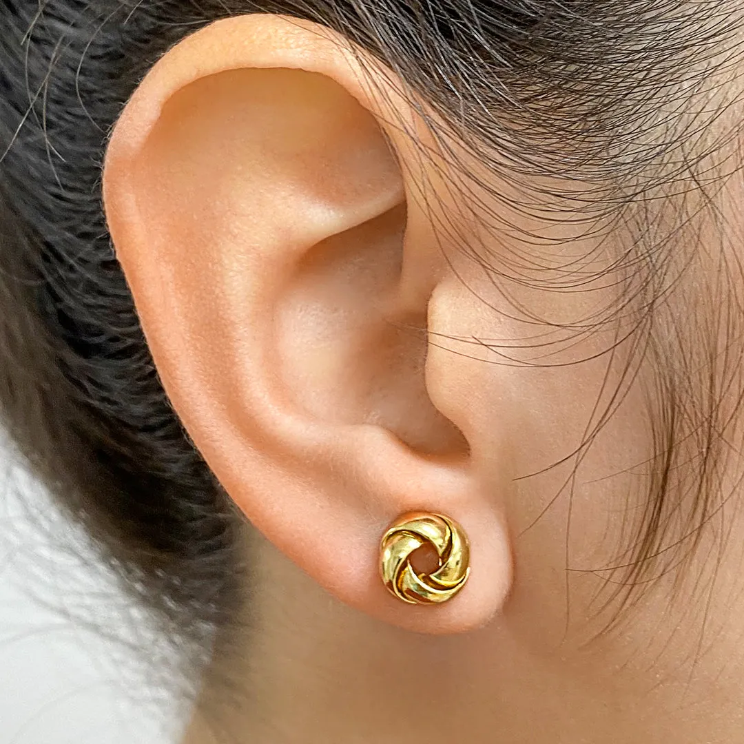 14k Gold Plated Knot Stud Earrings