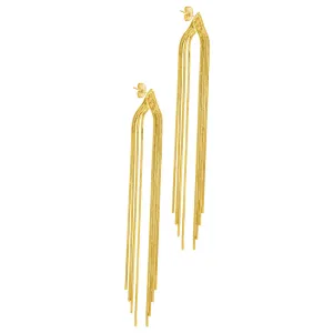 14k Gold Plated Multi-Strand Slinky Drop Earrings