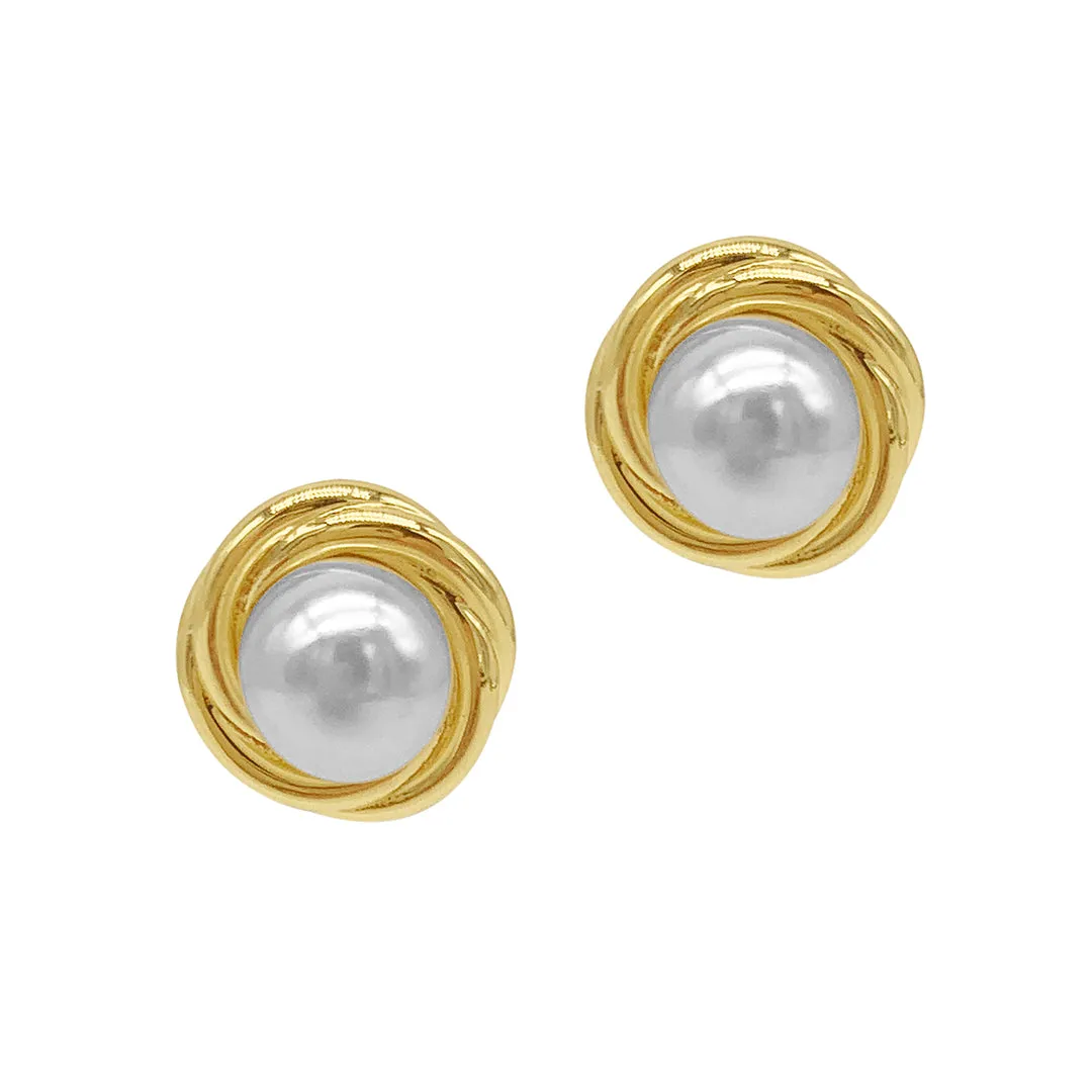 14k Gold Plated Pearl Framed Earrings