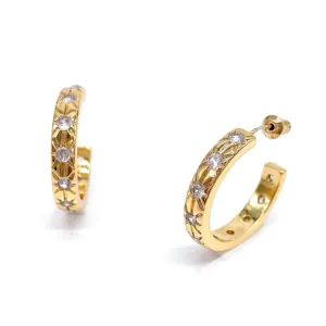 14k Gold Plated Starburst Hoops