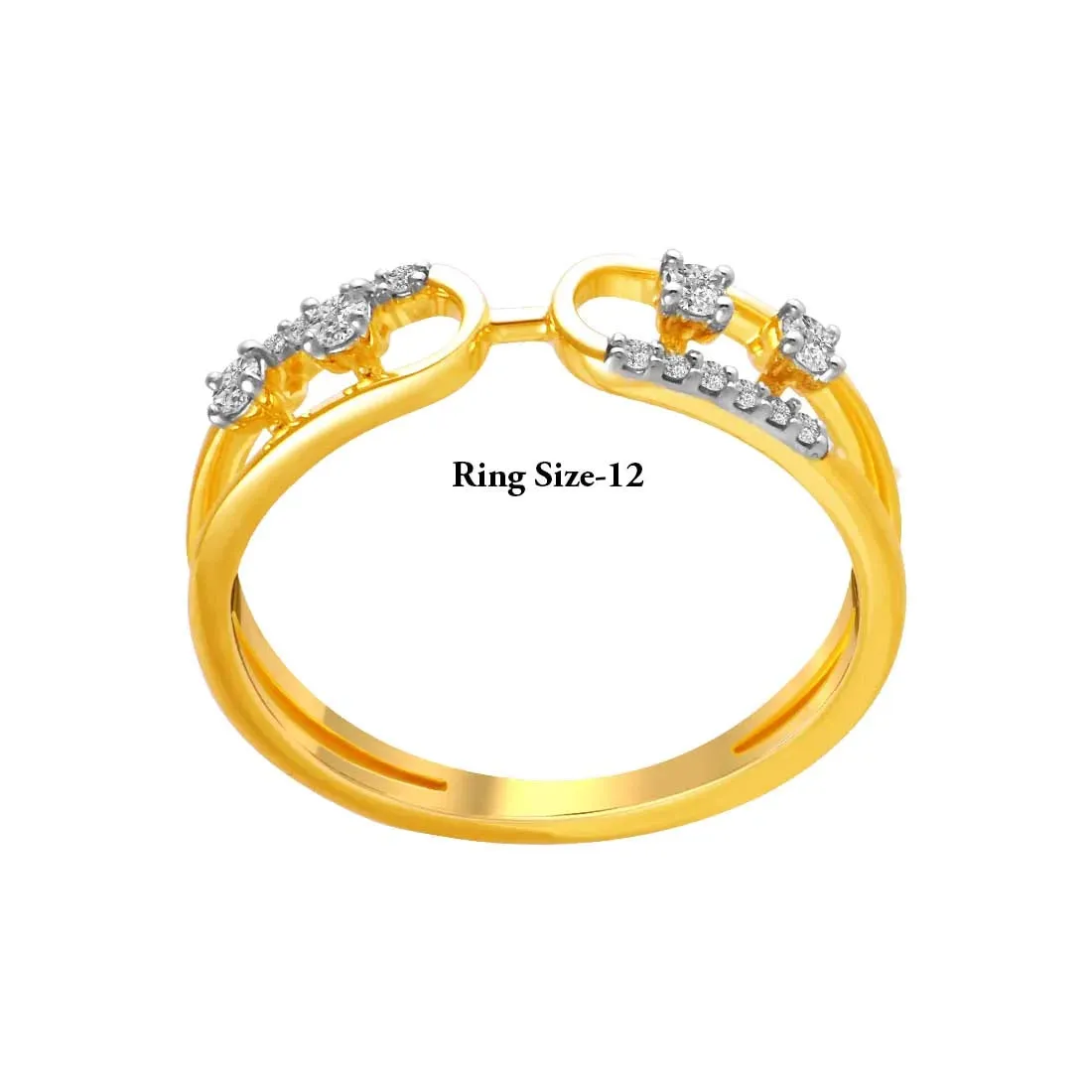 14K Gold Ring With Linked Paper Clips Design And Diamond-studded Accents