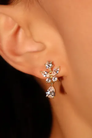 14K Real Gold Plated Diamond Butterfly Earrings