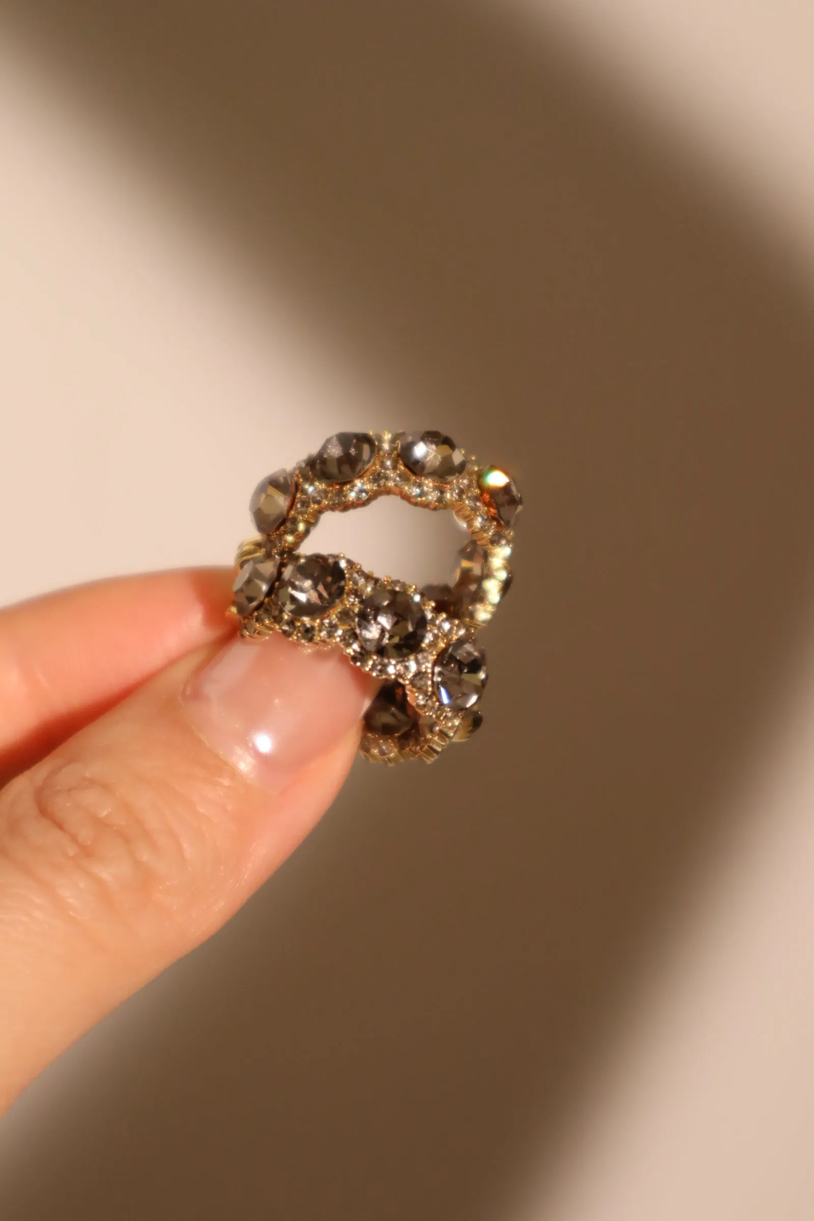 14K Real Gold Plated Gray Gem Hoop Earrings