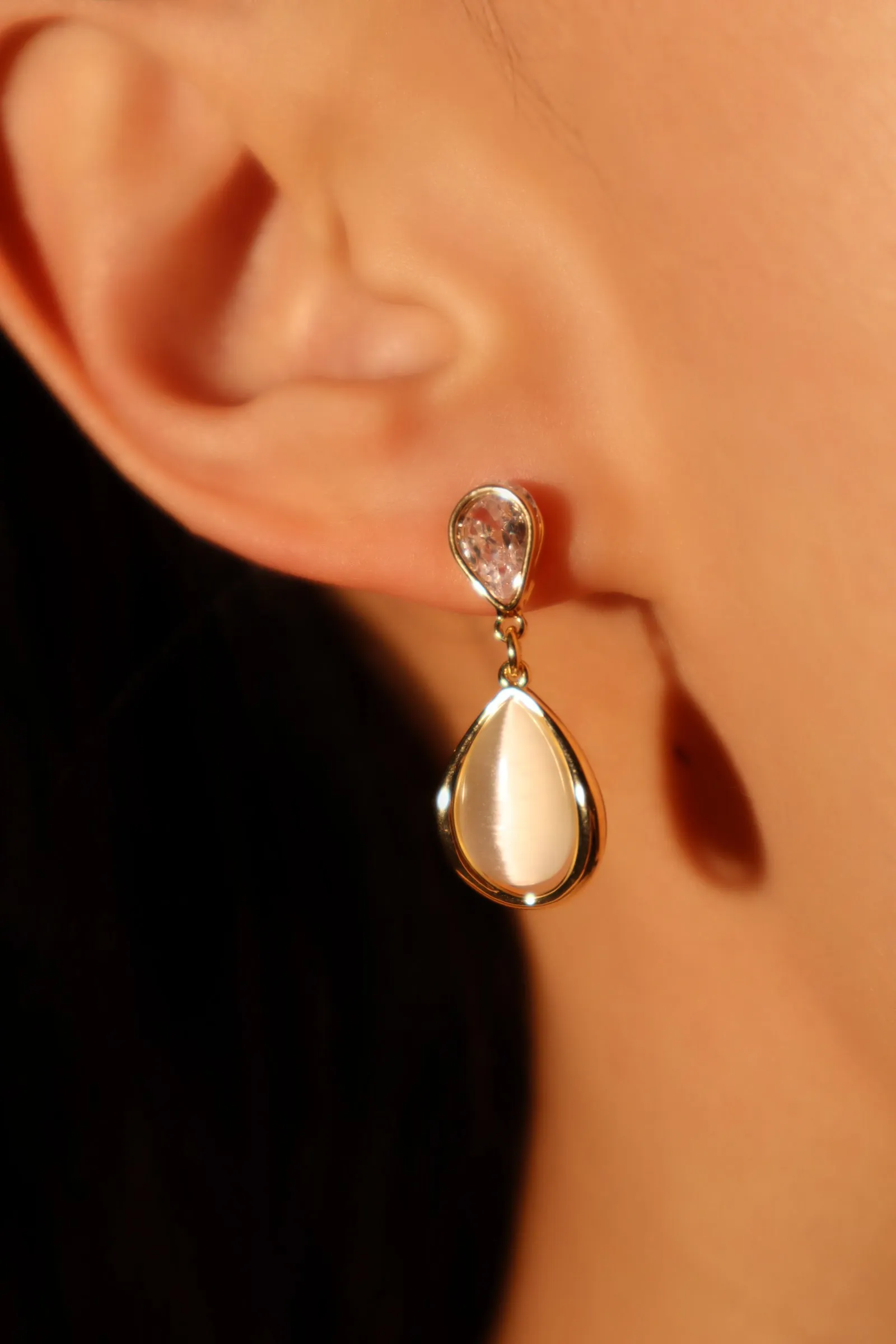 14K Real Gold Plated Opal Droplets Earrings