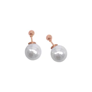 14k Rose Gold Plated Pearl Double-sided Ball Earrings
