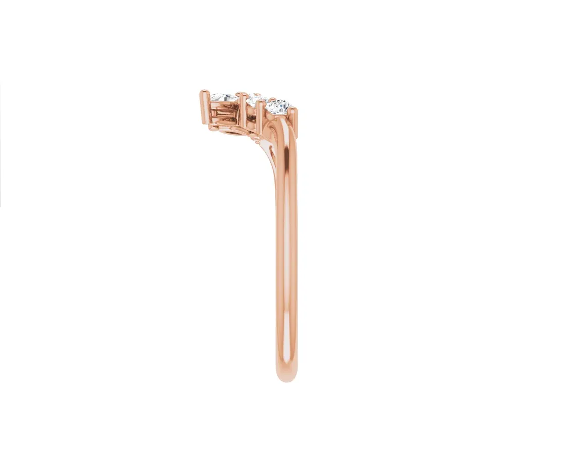14K White Gold Floral Diamond Contour Band