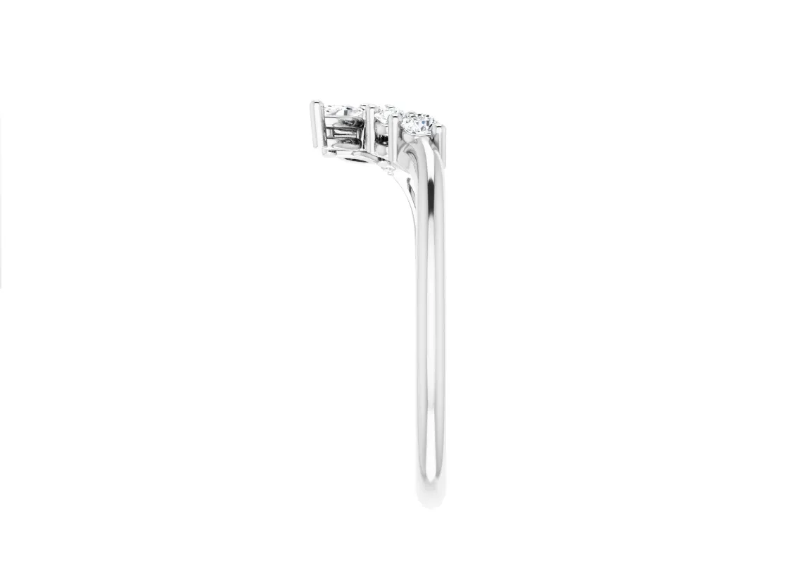 14K White Gold Floral Diamond Contour Band