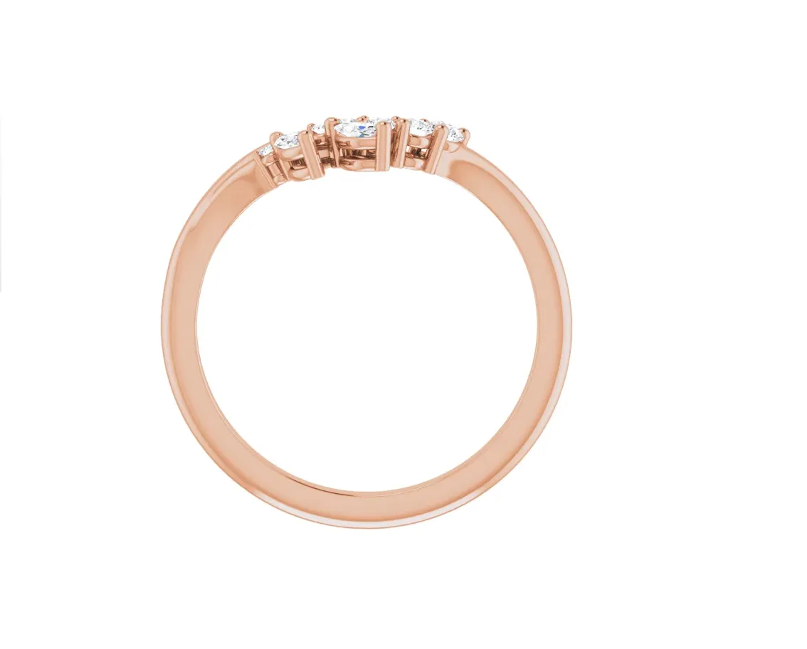 14K White Gold Floral Diamond Contour Band