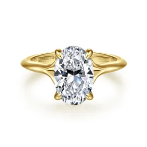 14K Yellow Gold 'Alden' Hidden Halo Oval Natural Diamonds Natural Diamonds Engagement Ring