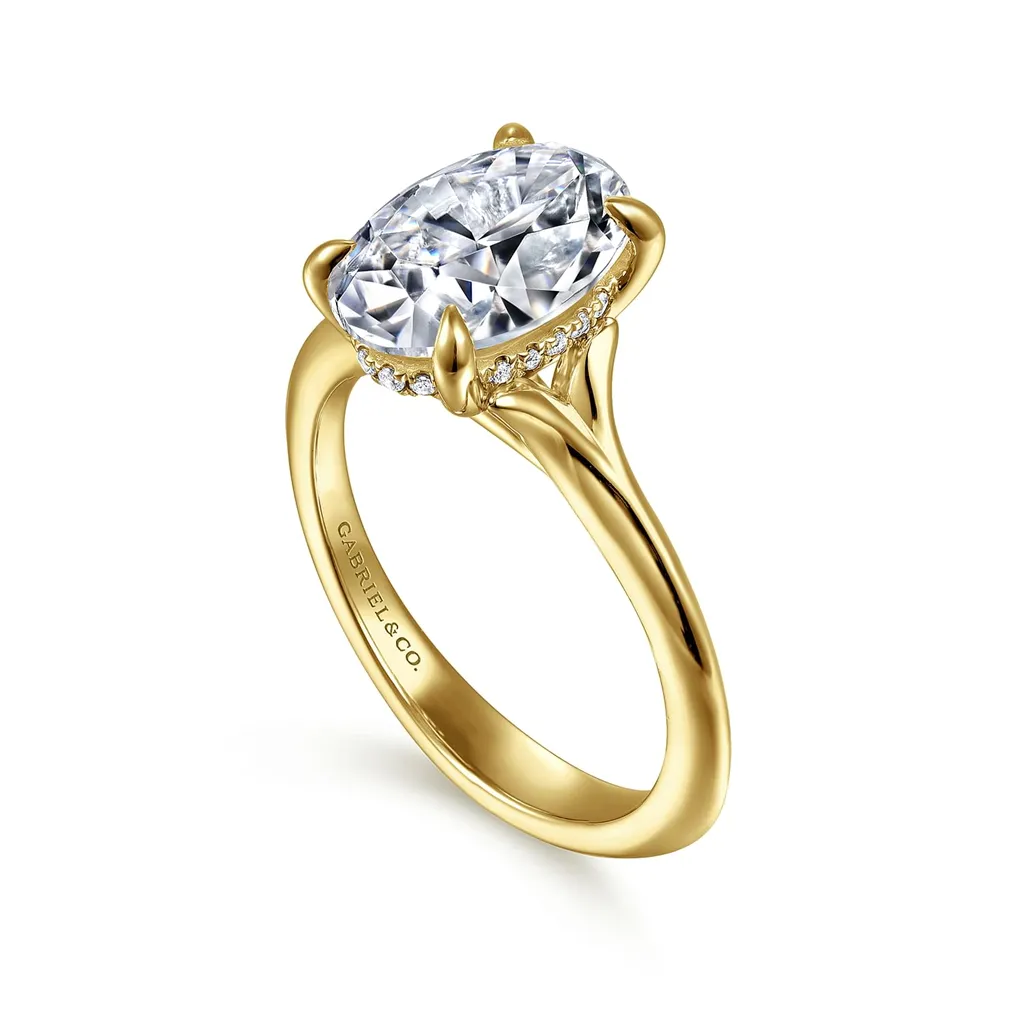 14K Yellow Gold 'Alden' Hidden Halo Oval Natural Diamonds Natural Diamonds Engagement Ring