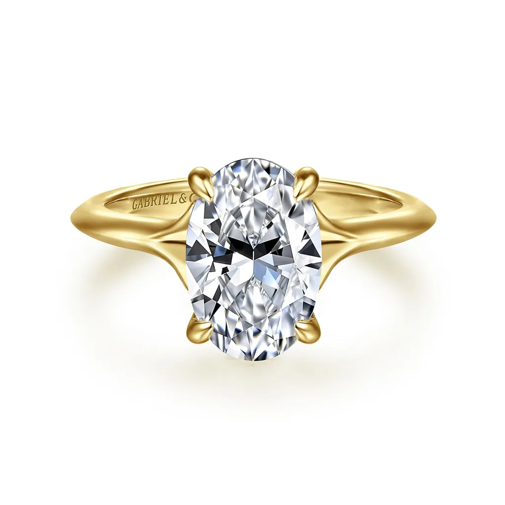 14K Yellow Gold 'Alden' Hidden Halo Oval Natural Diamonds Natural Diamonds Engagement Ring