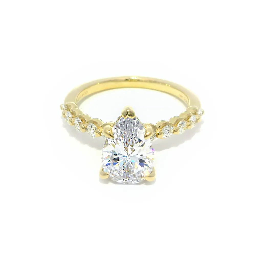 14K Yellow Gold 'Kim' Hidden Halo Pear Diamond Engagement Ring