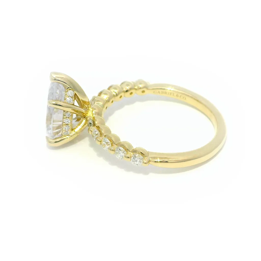 14K Yellow Gold 'Kim' Hidden Halo Pear Diamond Engagement Ring