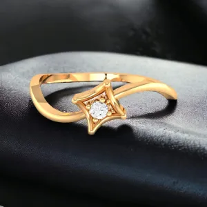 14K Yellow Gold Solitaire-Style Diamond Ring for Women Timeless Elegance