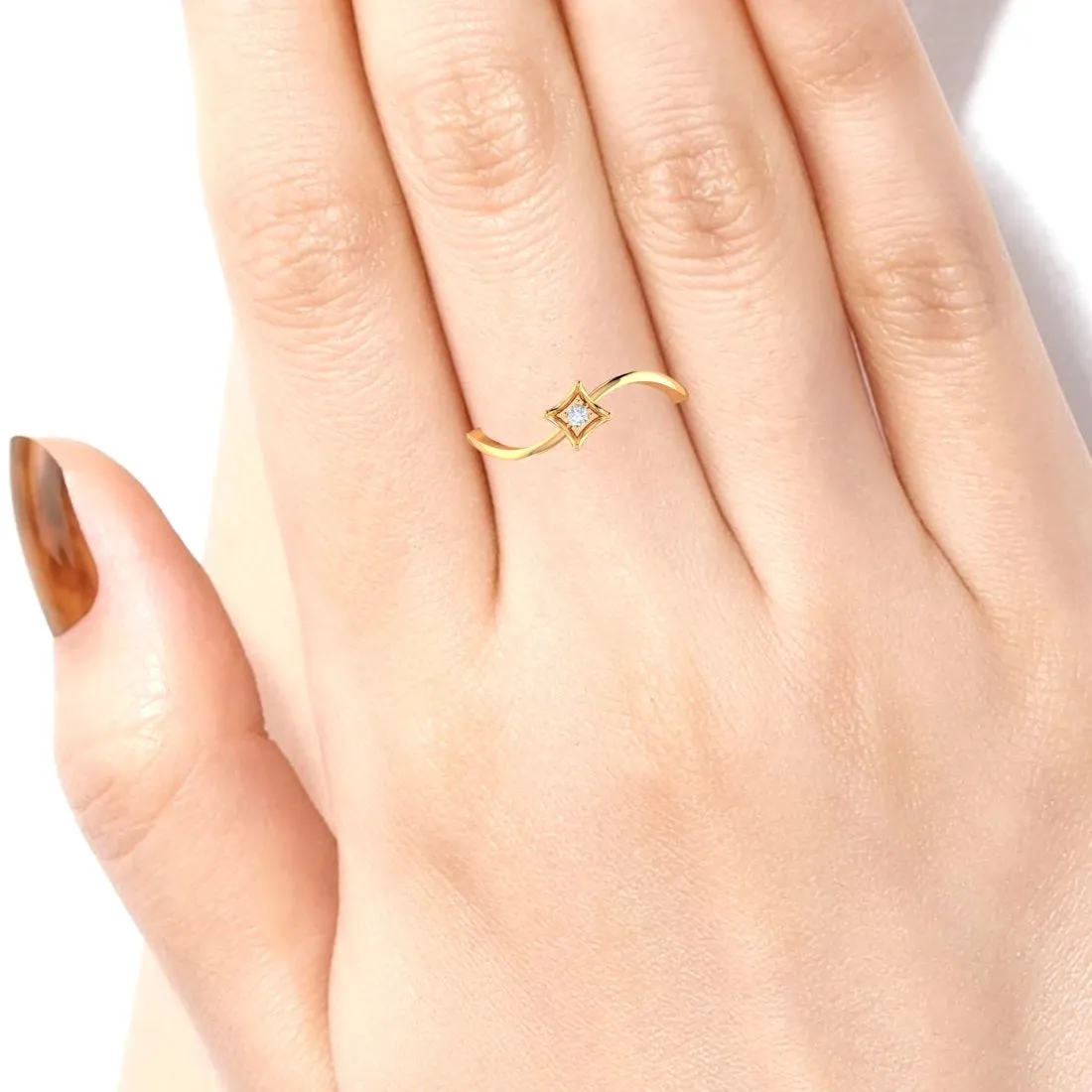 14K Yellow Gold Solitaire-Style Diamond Ring for Women Timeless Elegance