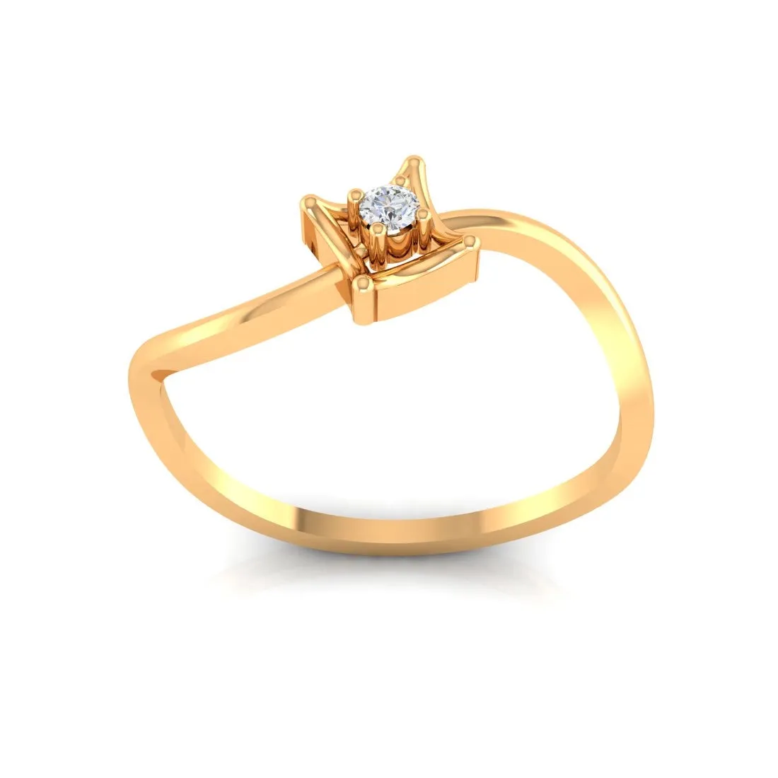 14K Yellow Gold Solitaire-Style Diamond Ring for Women Timeless Elegance