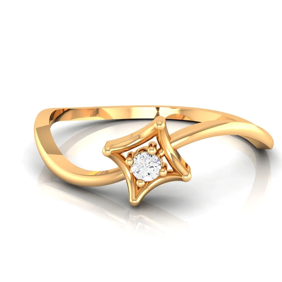14K Yellow Gold Solitaire-Style Diamond Ring for Women Timeless Elegance