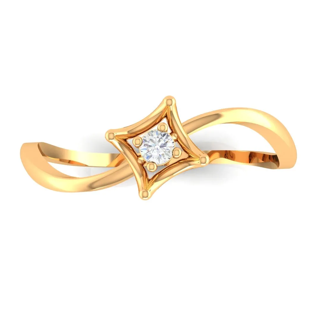 14K Yellow Gold Solitaire-Style Diamond Ring for Women Timeless Elegance