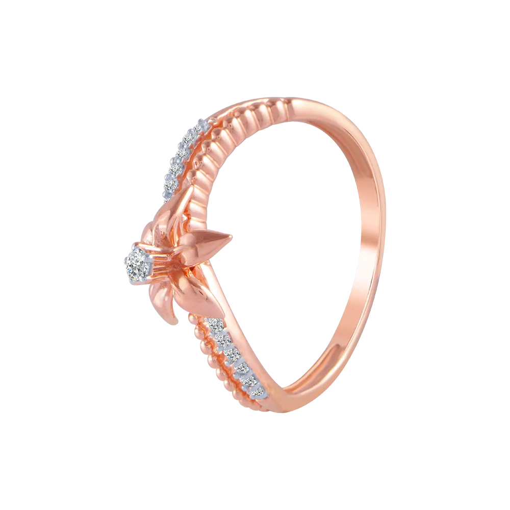 14KT (585) Rose Gold And Diamond Ring For Women