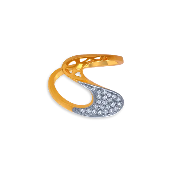 14KT (585) Yellow Gold And American Diamond Ring For Women