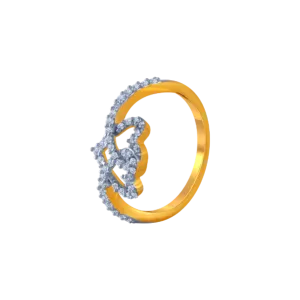 14KT (585) Yellow Gold And American Diamond Ring For Women