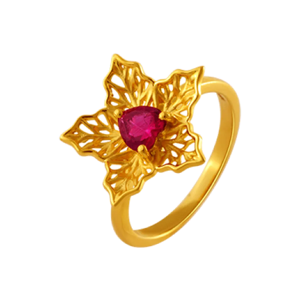 14KT (585) Yellow Gold And American Diamond Ring For Women