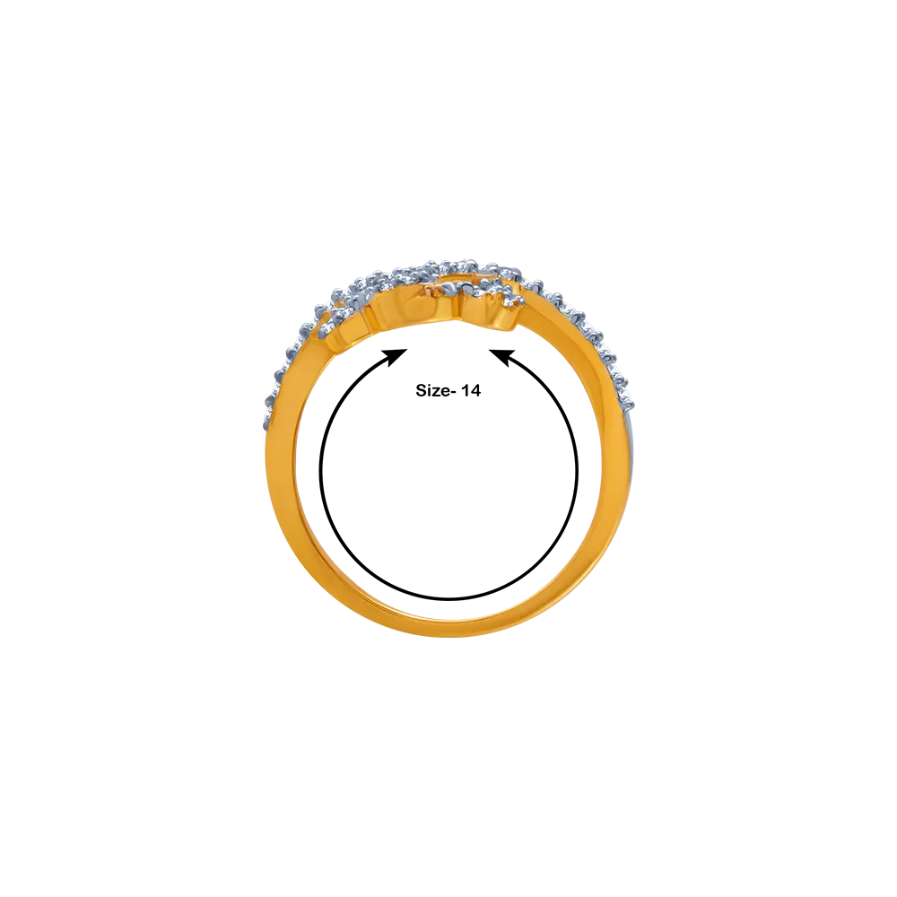 14KT (585) Yellow Gold And American Diamond Ring For Women