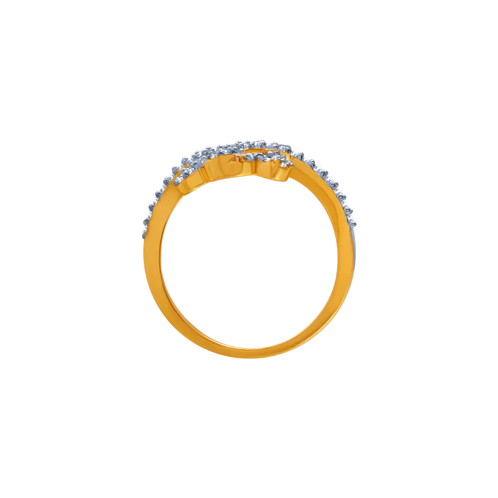 14KT (585) Yellow Gold And American Diamond Ring For Women