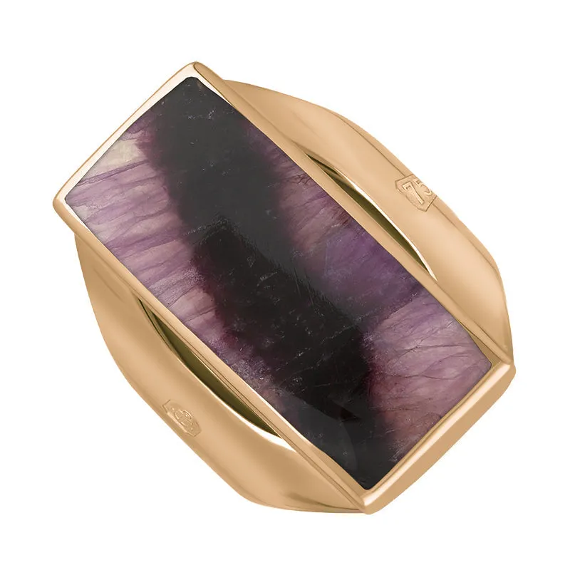 18ct Rose Gold Blue John Hallmark Medium Oblong Ring