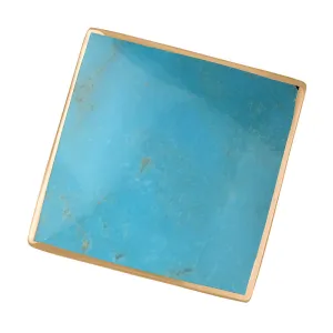 18ct Rose Gold Turquoise Hallmark Large Rhombus Ring