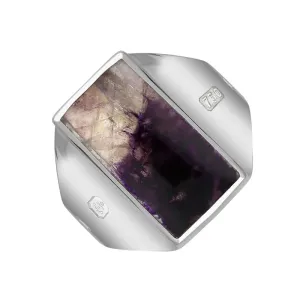 18ct White Gold Blue John Hallmark Small Oblong Ring