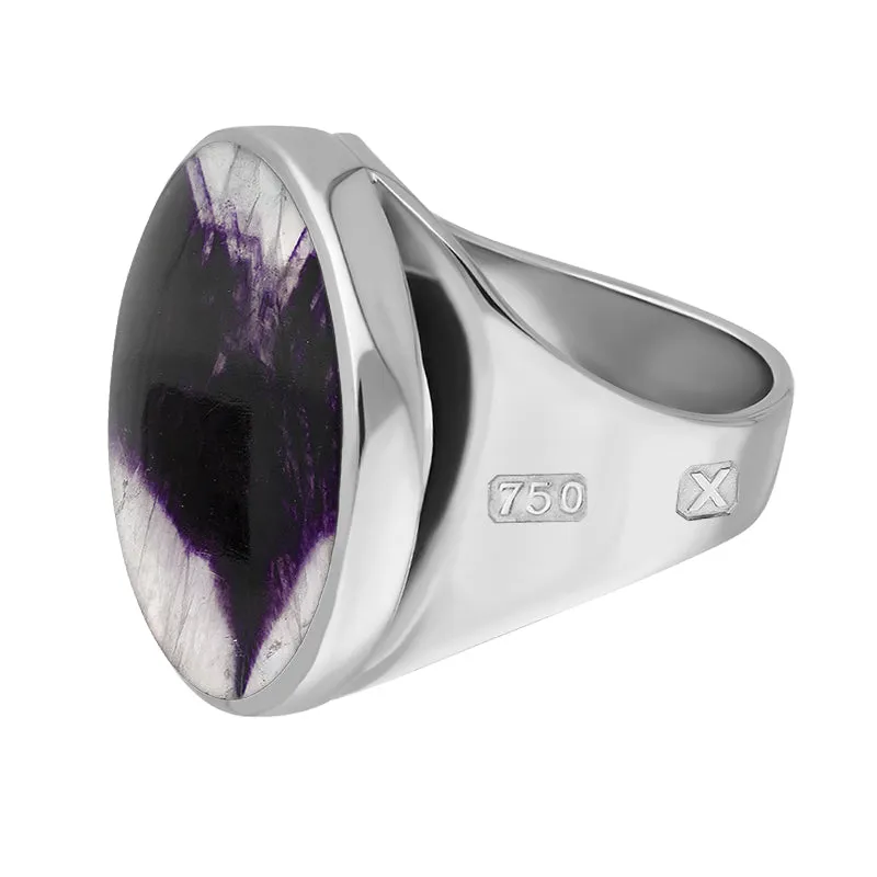 18ct White Gold Blue John Hallmark Small Round Ring