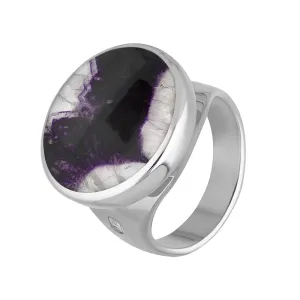 18ct White Gold Blue John Hallmark Small Round Ring