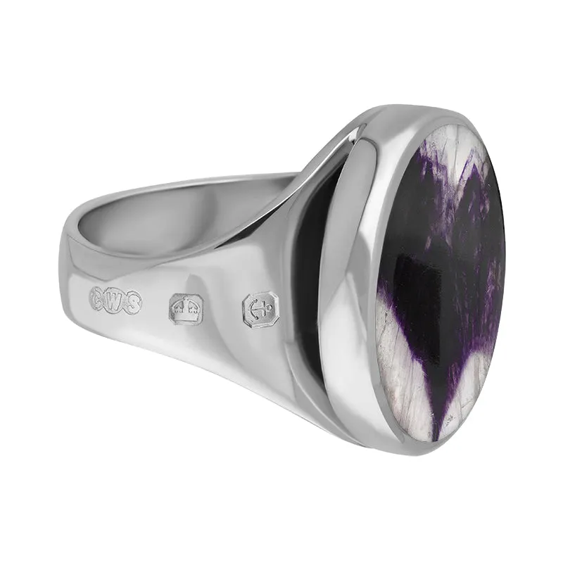 18ct White Gold Blue John Hallmark Small Round Ring