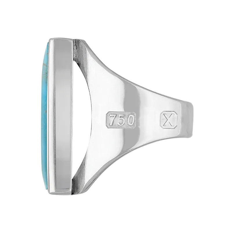 18ct White Gold Turquoise Hallmark Medium Oblong Ring