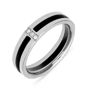 18ct White Gold Whitby Jet Diamond Inlaid Wedding Eternity Ring