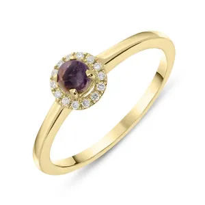 18ct Yellow Gold Blue John Diamond Round Cluster Ring
